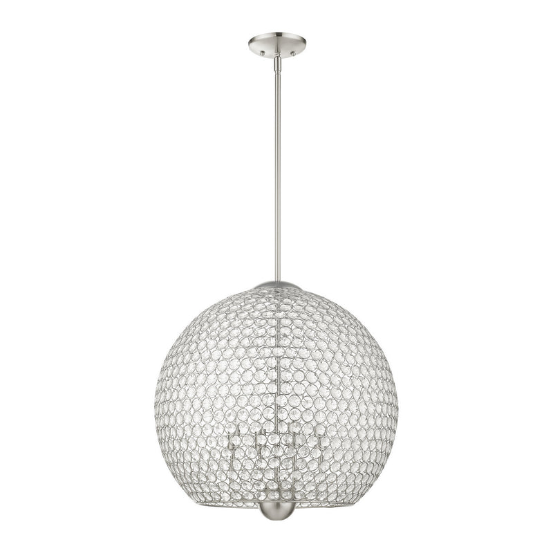 Livex Lighting 45724-91 Four Light Pendant, Brushed Nickel