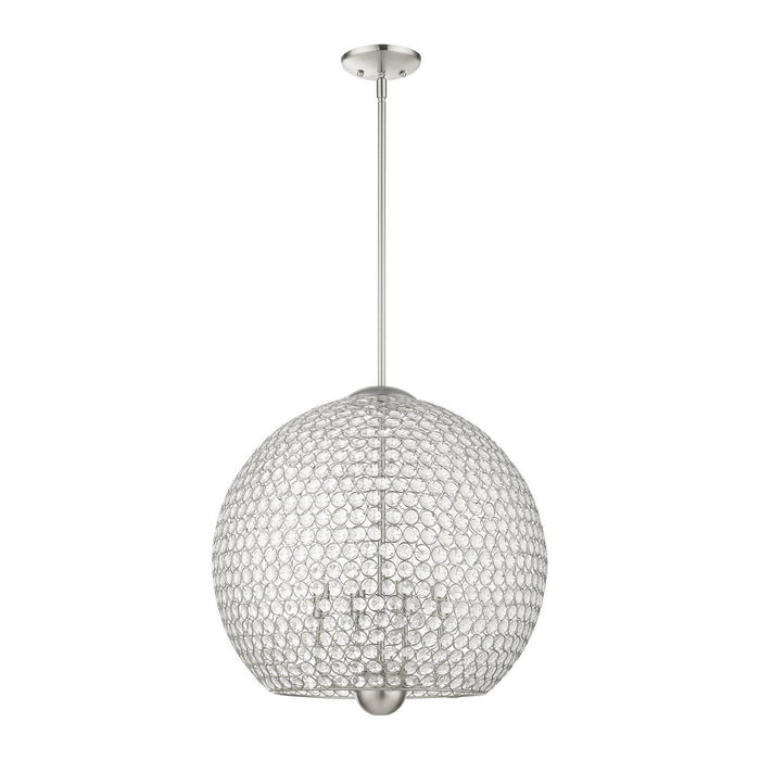Livex Lighting 45724-91 Four Light Pendant, Brushed Nickel