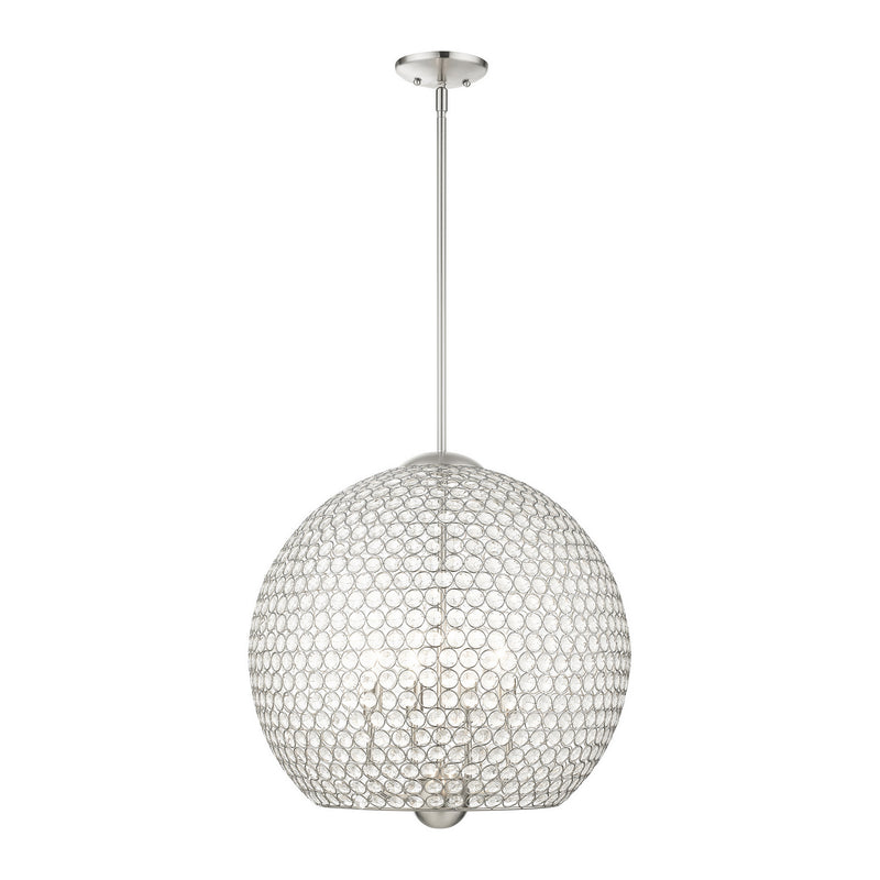 Livex Lighting 45724-91 Four Light Pendant, Brushed Nickel