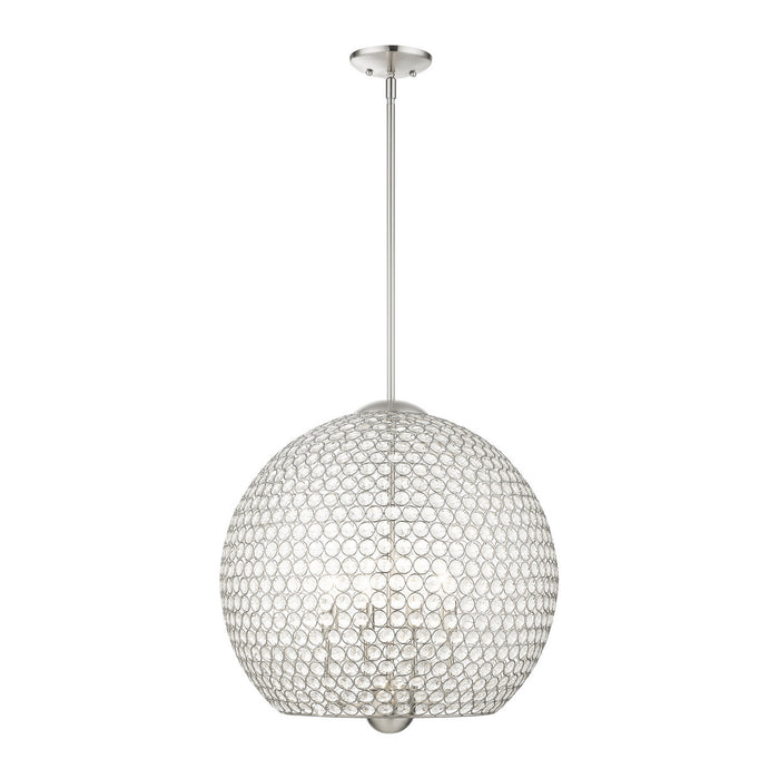 Livex Lighting 45724-91 Four Light Pendant, Brushed Nickel