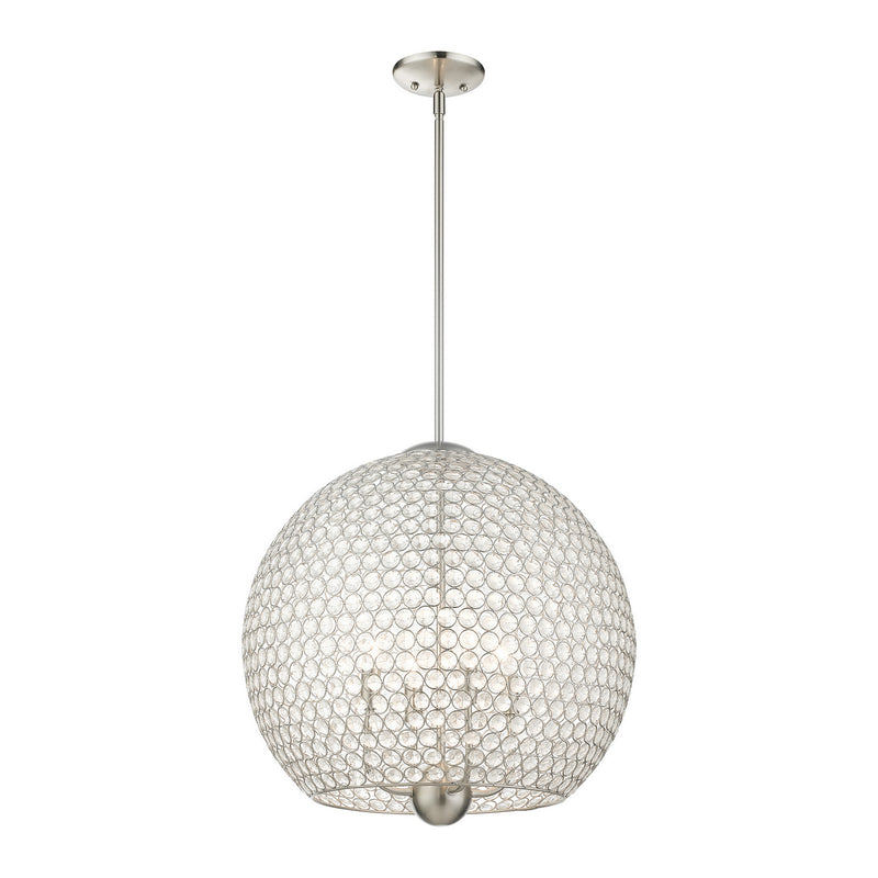 Livex Lighting 45724-91 Four Light Pendant, Brushed Nickel