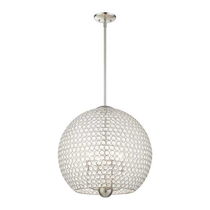 Livex Lighting 45724-91 Four Light Pendant, Brushed Nickel
