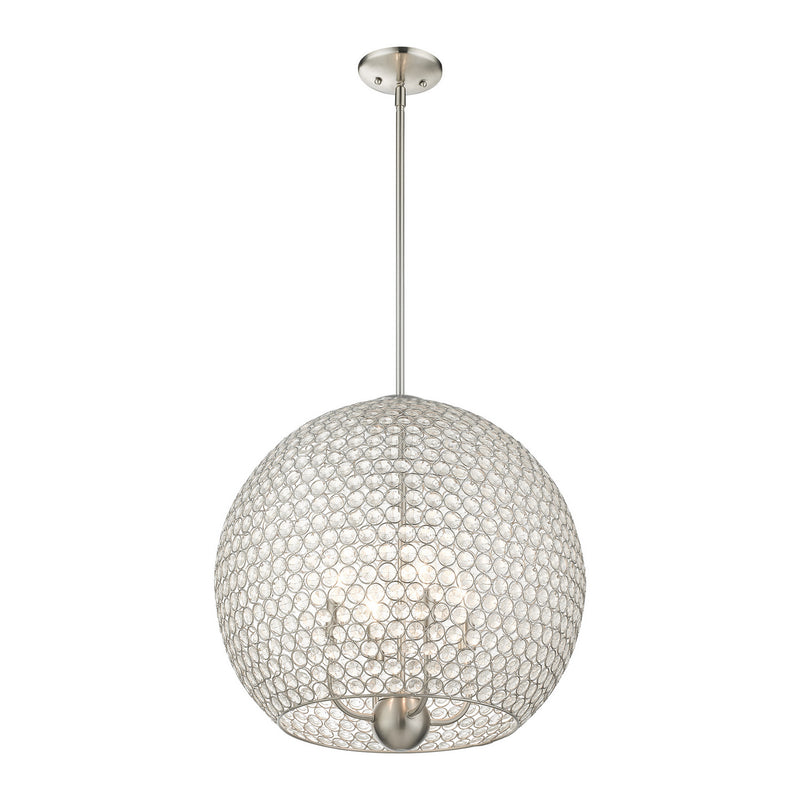 Livex Lighting 45724-91 Four Light Pendant, Brushed Nickel