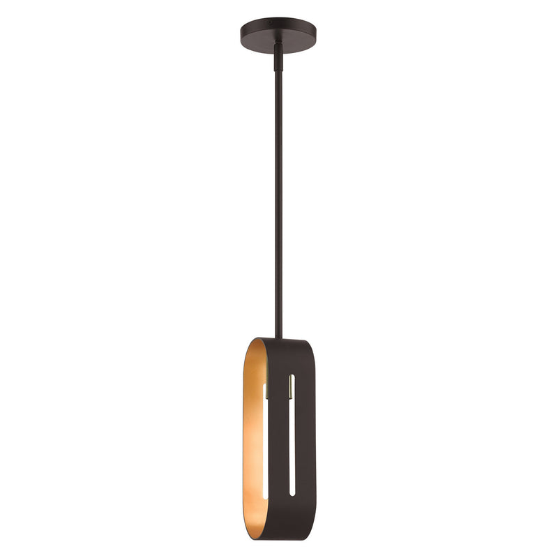 Livex Lighting 45761-07 One Light Pendant, Bronze w/ Antique Brasss