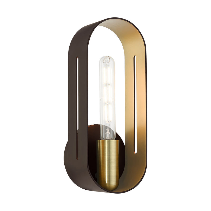 Livex Lighting 45762-07 One Light Wall Sconce, Bronze w/ Antique Brasss