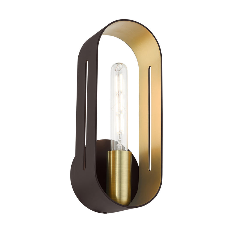 Livex Lighting 45762-07 One Light Wall Sconce, Bronze w/ Antique Brasss