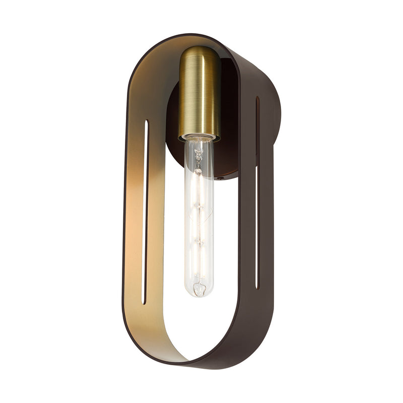 Livex Lighting 45762-07 One Light Wall Sconce, Bronze w/ Antique Brasss