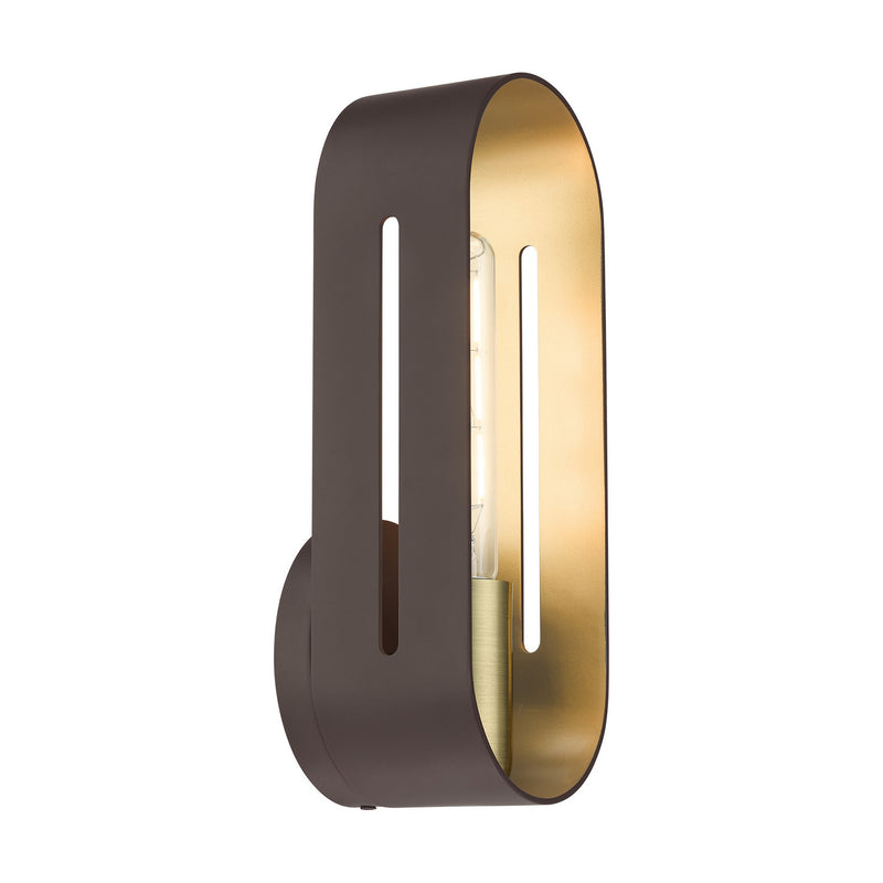 Livex Lighting 45762-07 One Light Wall Sconce, Bronze w/ Antique Brasss