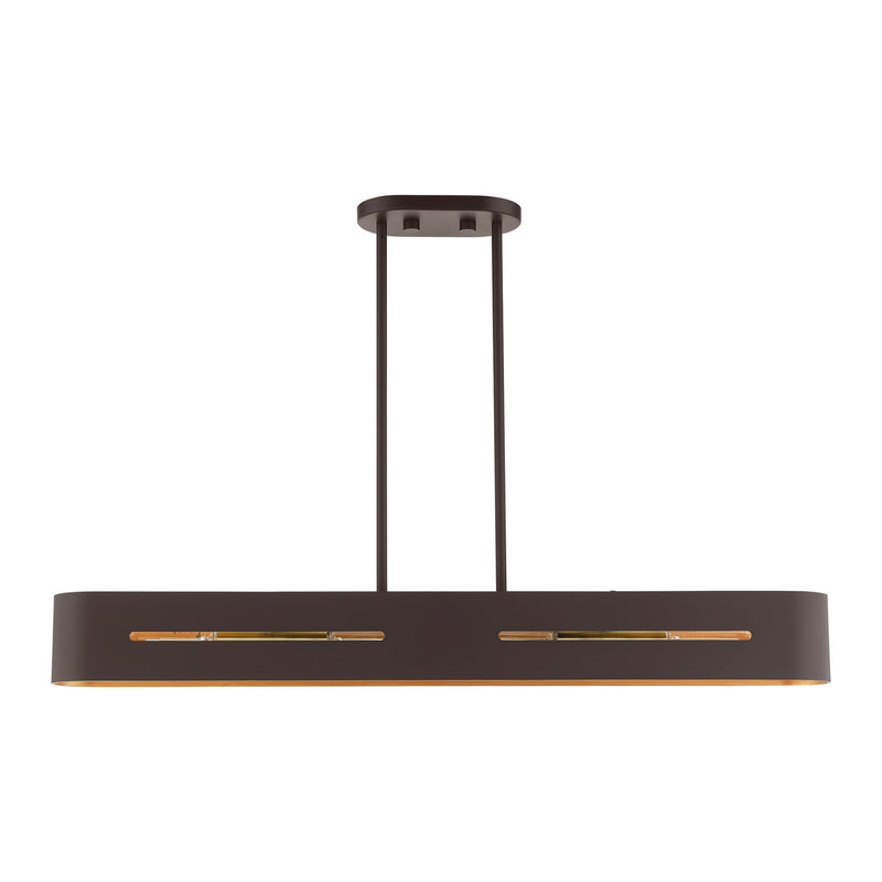 Livex Lighting 45767-07 Four Light Linear Chandelier, Bronze w/ Antique Brasss