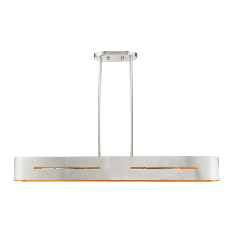 Livex Lighting 45767-91 Four Light Linear Chandelier, Brushed Nickel