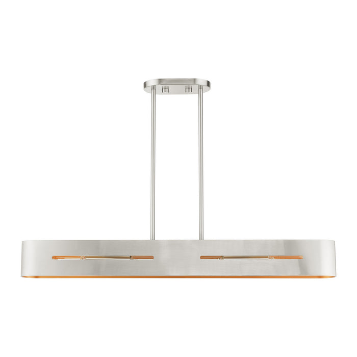 Livex Lighting 45767-91 Four Light Linear Chandelier, Brushed Nickel