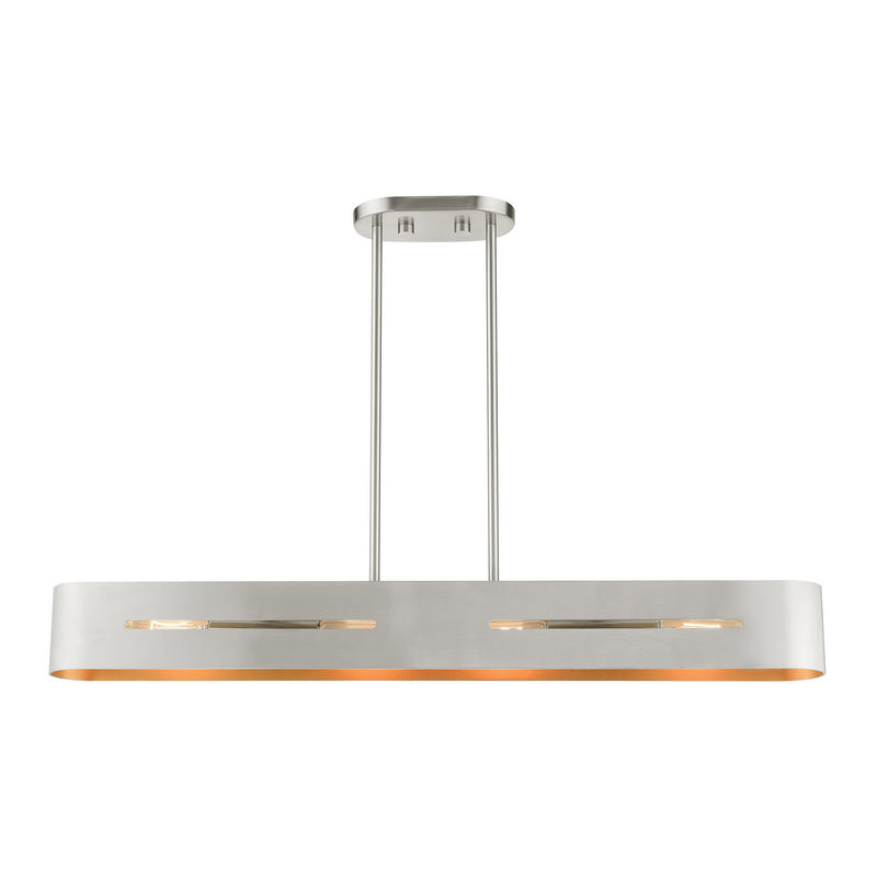 Livex Lighting 45767-91 Four Light Linear Chandelier, Brushed Nickel