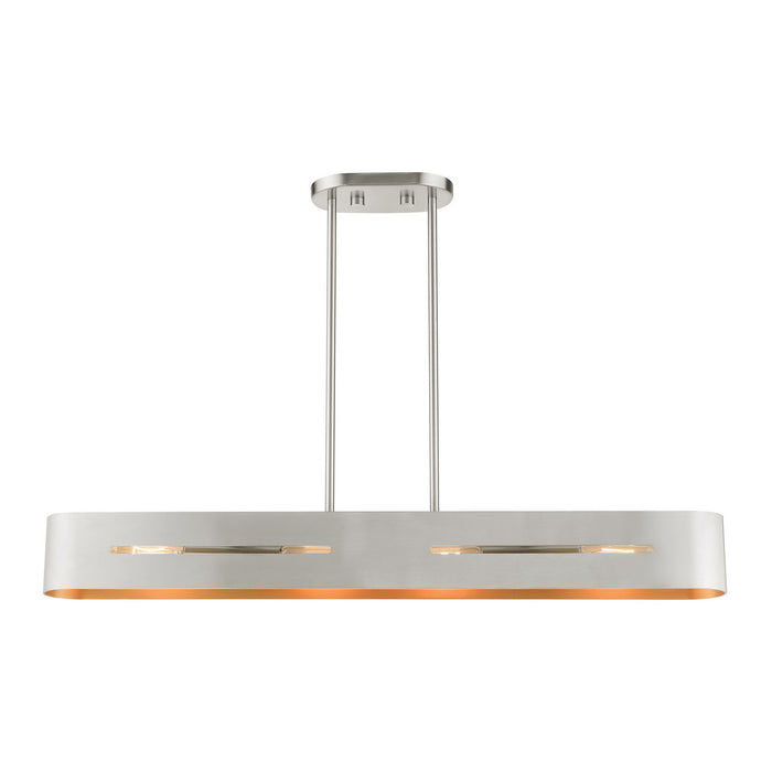 Livex Lighting 45767-91 Four Light Linear Chandelier, Brushed Nickel
