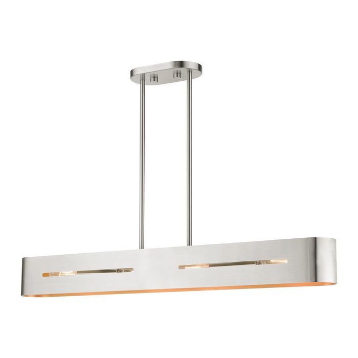 Livex Lighting 45767-91 Four Light Linear Chandelier, Brushed Nickel