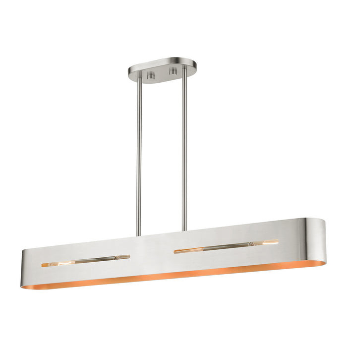 Livex Lighting 45767-91 Four Light Linear Chandelier, Brushed Nickel