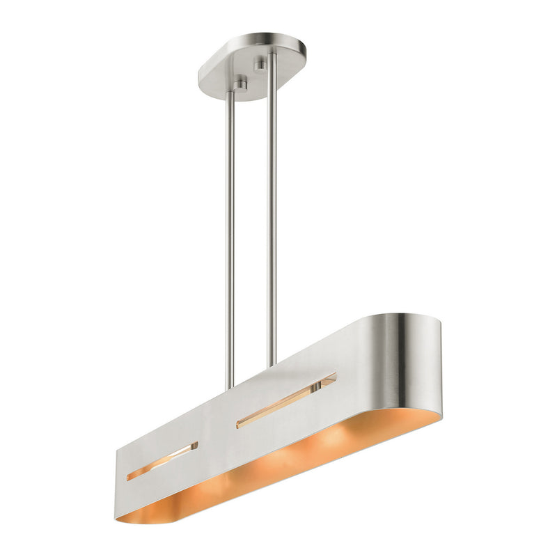 Livex Lighting 45767-91 Four Light Linear Chandelier, Brushed Nickel
