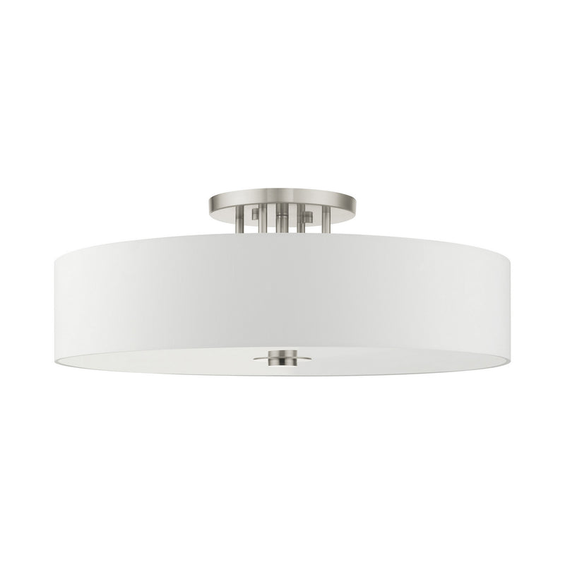 Livex Lighting 45798-91 Six Light Semi Flush Mount, Brushed Nickel