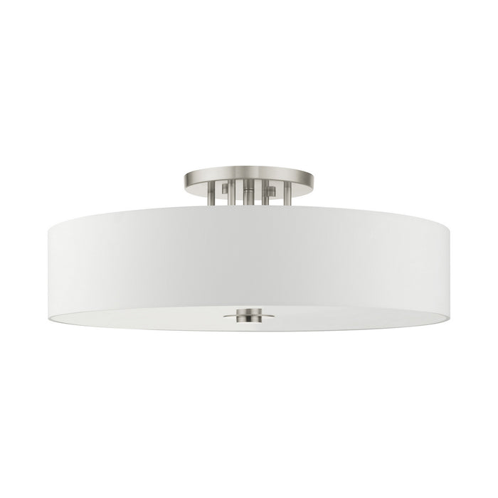 Livex Lighting 45798-91 Six Light Semi Flush Mount, Brushed Nickel