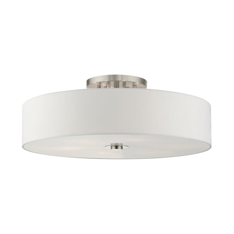 Livex Lighting 45798-91 Six Light Semi Flush Mount, Brushed Nickel