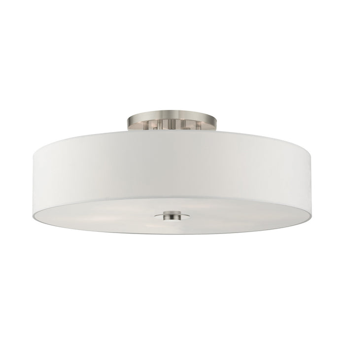 Livex Lighting 45798-91 Six Light Semi Flush Mount, Brushed Nickel