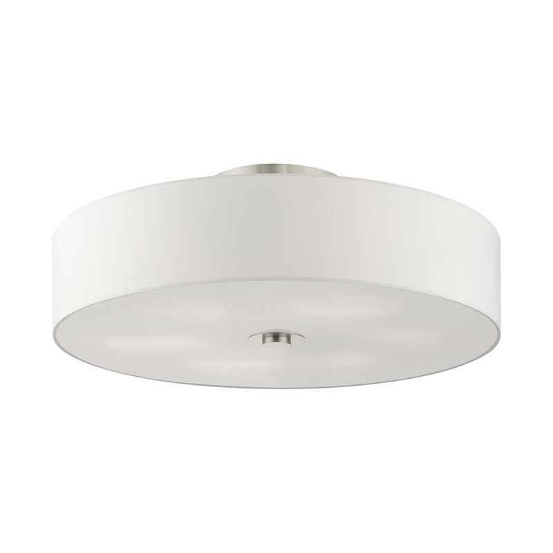 Livex Lighting 45798-91 Six Light Semi Flush Mount, Brushed Nickel