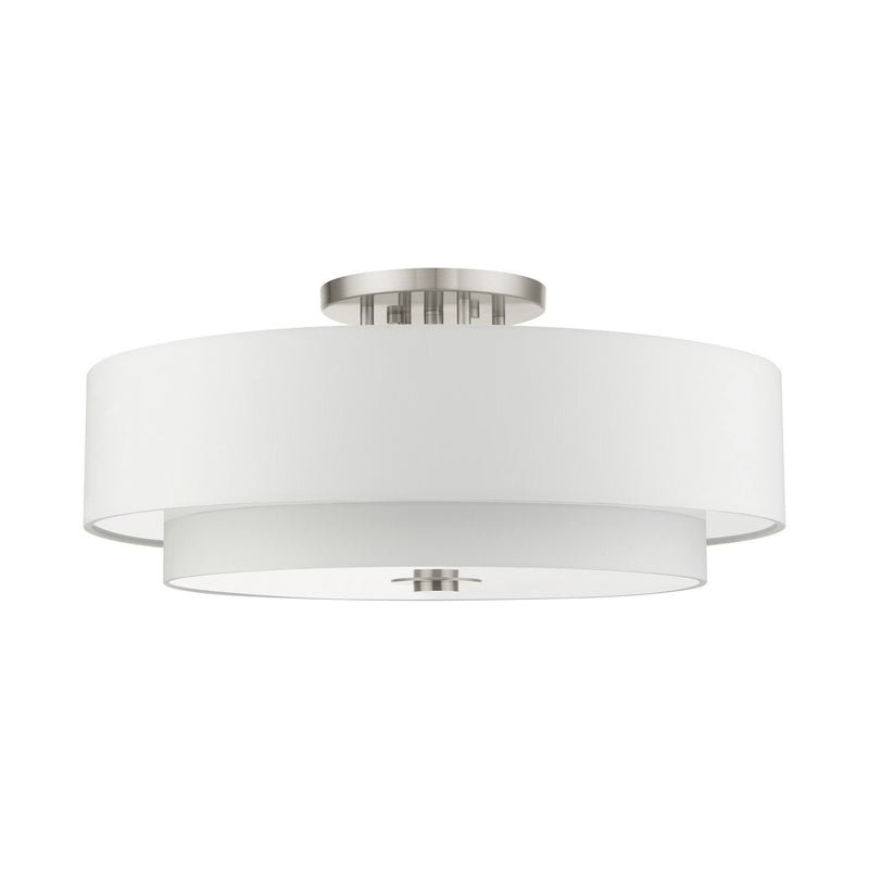 Livex Lighting 45799-91 Six Light Semi Flush Mount, Brushed Nickel