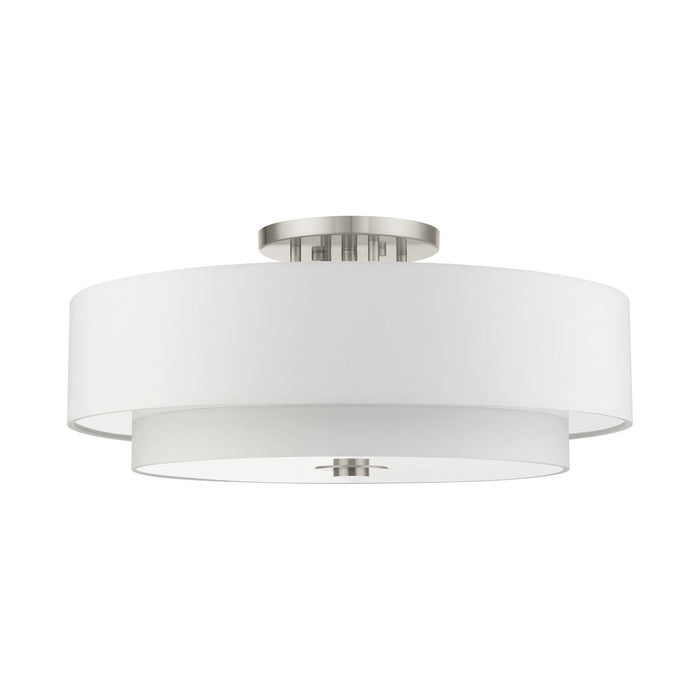 Livex Lighting 45799-91 Six Light Semi Flush Mount, Brushed Nickel