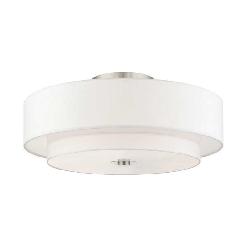 Livex Lighting 45799-91 Six Light Semi Flush Mount, Brushed Nickel