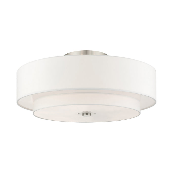 Livex Lighting 45799-91 Six Light Semi Flush Mount, Brushed Nickel