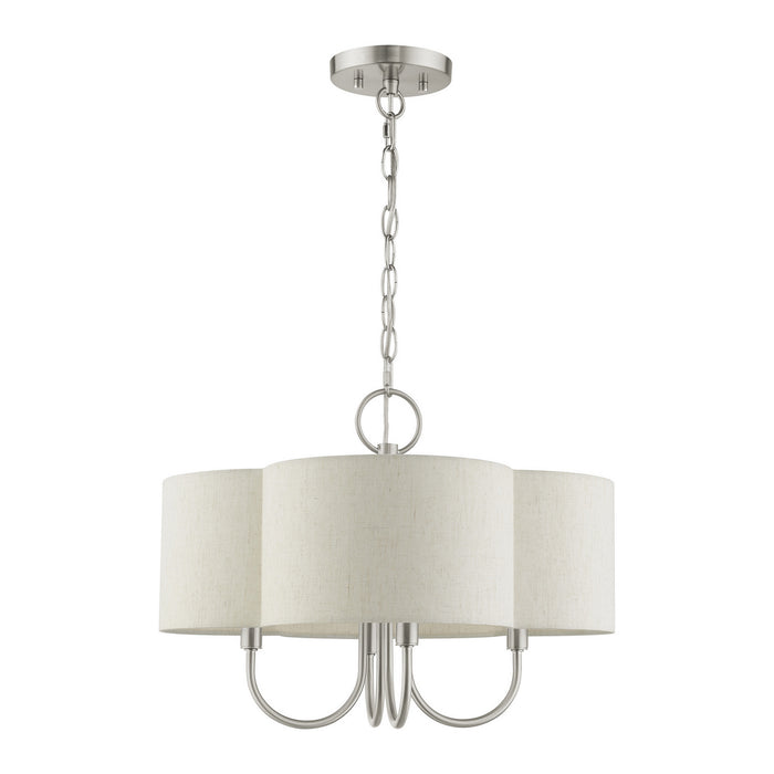 Livex Lighting 45806-91 Four Light Chandelier, Brushed Nickel