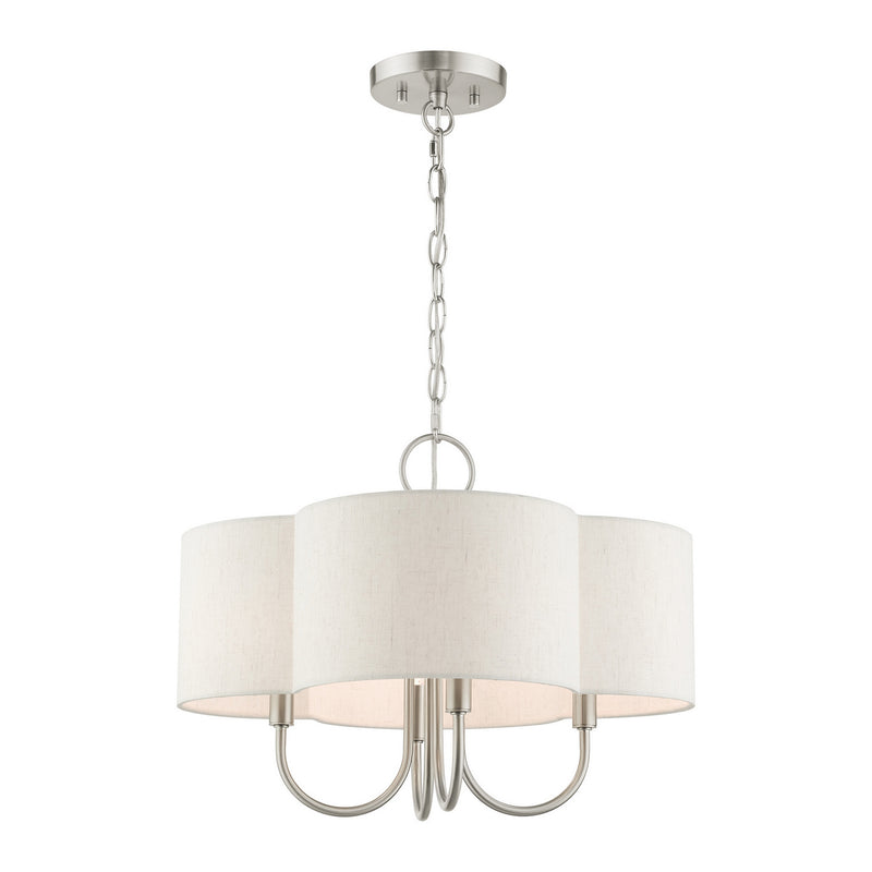Livex Lighting 45806-91 Four Light Chandelier, Brushed Nickel