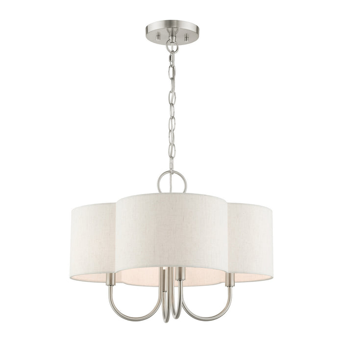Livex Lighting 45806-91 Four Light Chandelier, Brushed Nickel