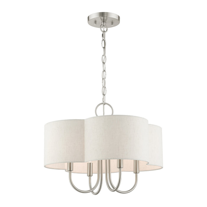 Livex Lighting 45806-91 Four Light Chandelier, Brushed Nickel