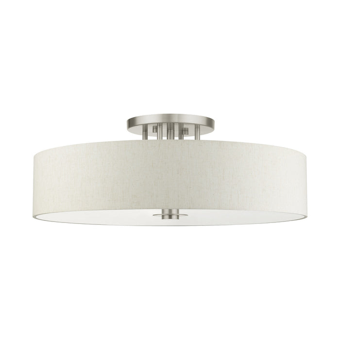 Livex Lighting 45848-91 Six Light Semi Flush Mount, Brushed Nickel