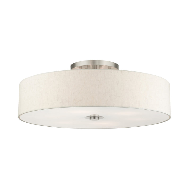 Livex Lighting 45848-91 Six Light Semi Flush Mount, Brushed Nickel