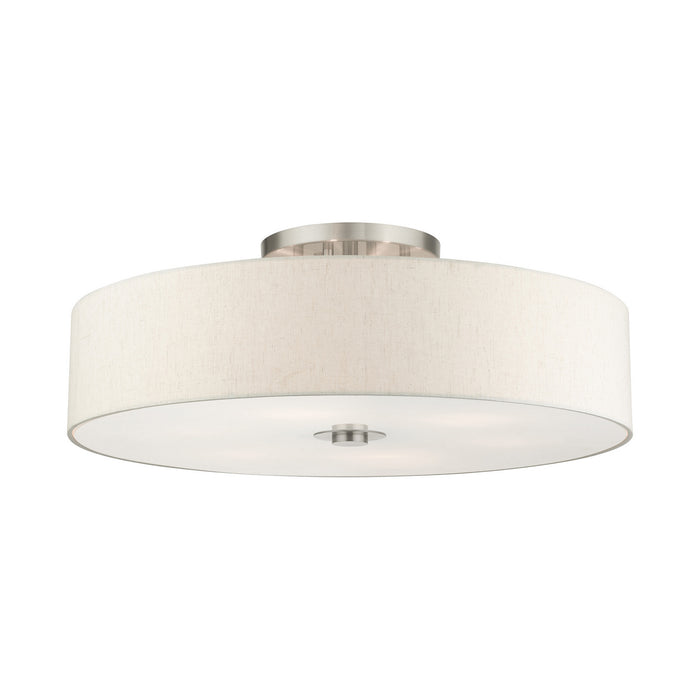 Livex Lighting 45848-91 Six Light Semi Flush Mount, Brushed Nickel