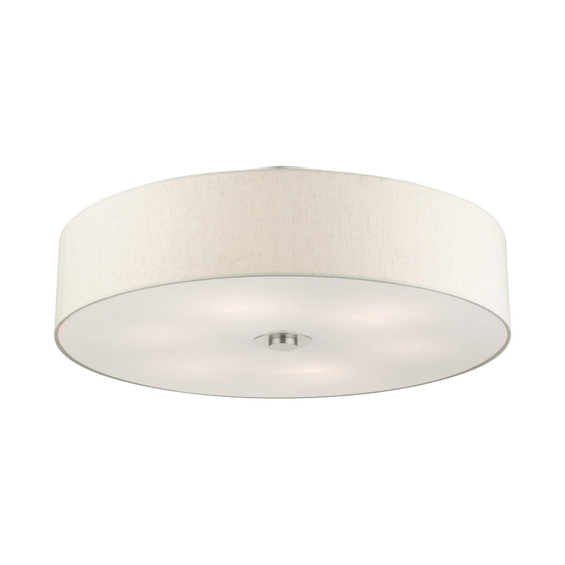 Livex Lighting 45848-91 Six Light Semi Flush Mount, Brushed Nickel