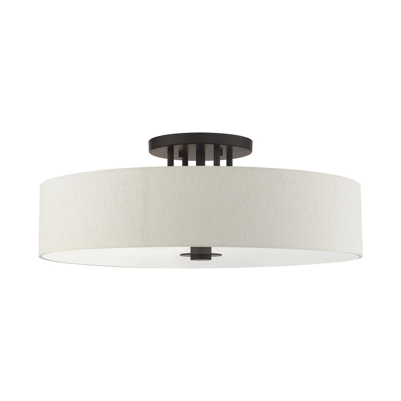 Livex Lighting 45848-92 Six Light Semi Flush Mount, English Bronze