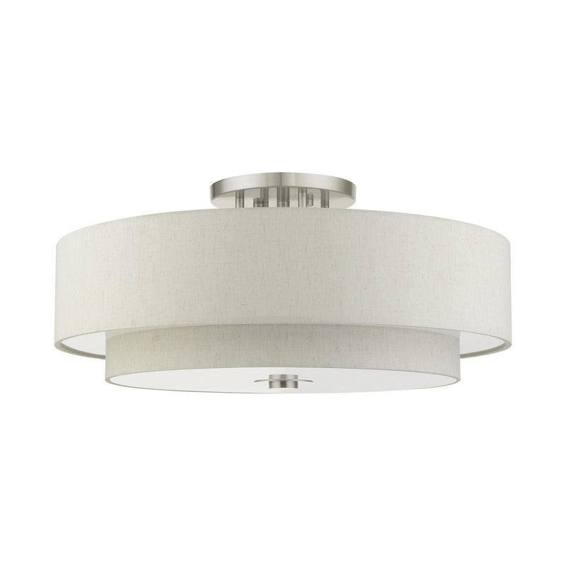 Livex Lighting 45849-91 Six Light Semi Flush Mount, Brushed Nickel