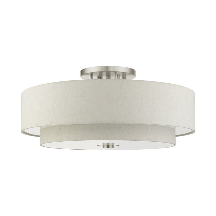 Livex Lighting 45849-91 Six Light Semi Flush Mount, Brushed Nickel