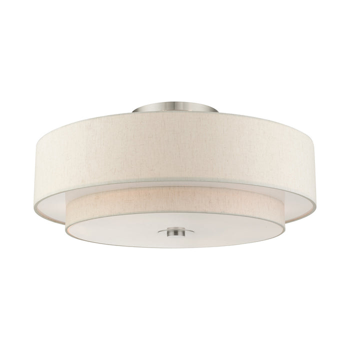 Livex Lighting 45849-91 Six Light Semi Flush Mount, Brushed Nickel