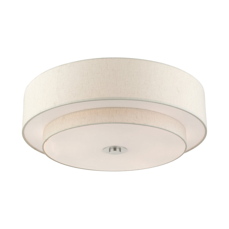 Livex Lighting 45849-91 Six Light Semi Flush Mount, Brushed Nickel
