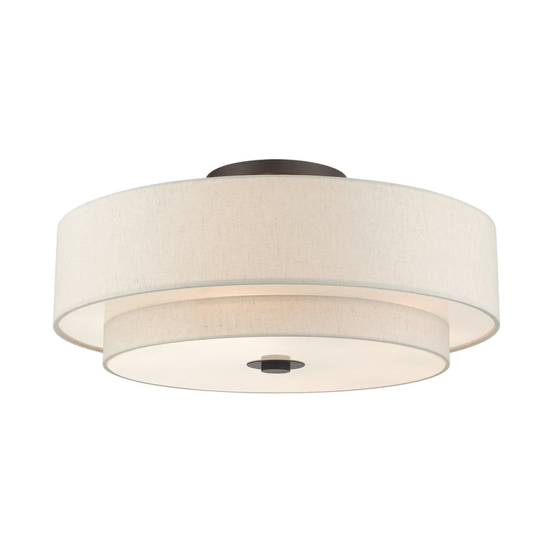 Livex Lighting 45849-92 Six Light Semi Flush Mount, English Bronze