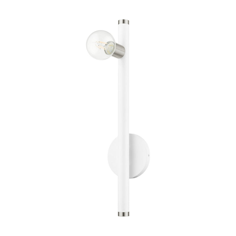 Livex Lighting 45861-03 One Light Wall Sconce, White w/ Brushed Nickels