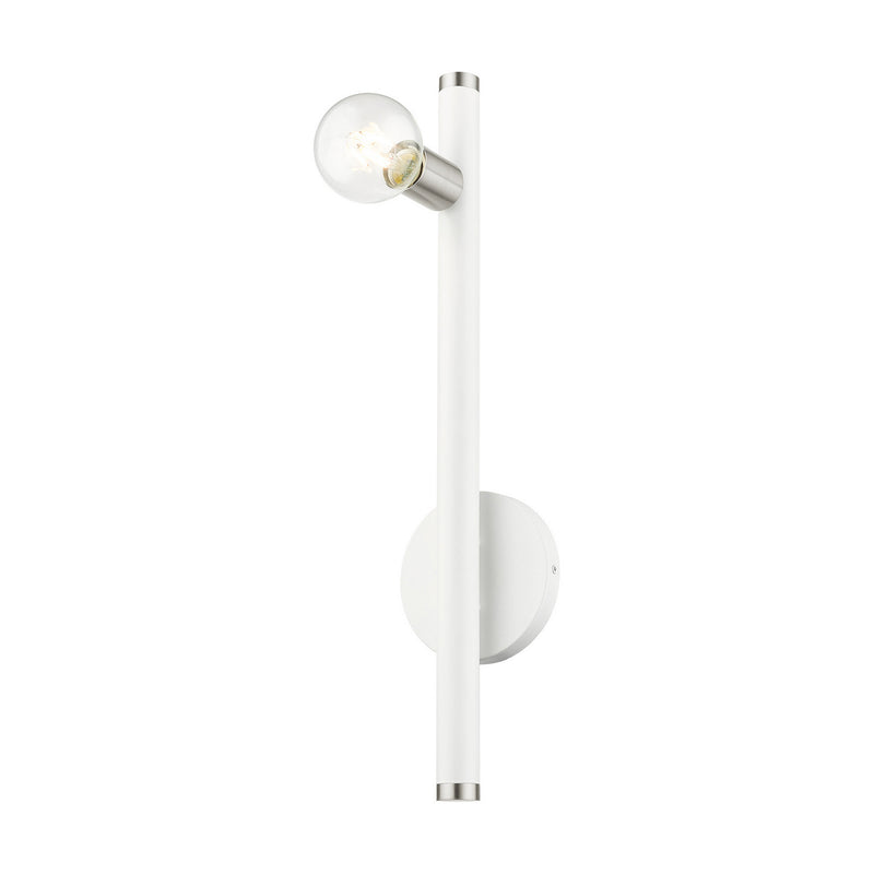 Livex Lighting 45861-03 One Light Wall Sconce, White w/ Brushed Nickels