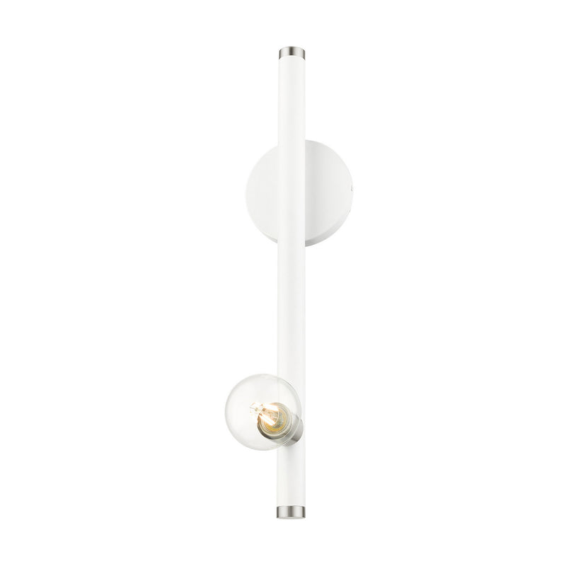 Livex Lighting 45861-03 One Light Wall Sconce, White w/ Brushed Nickels