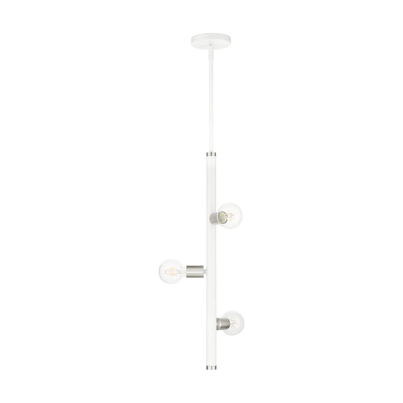 Livex Lighting 45863-03 Three Light Pendant, White w/ Brushed Nickels