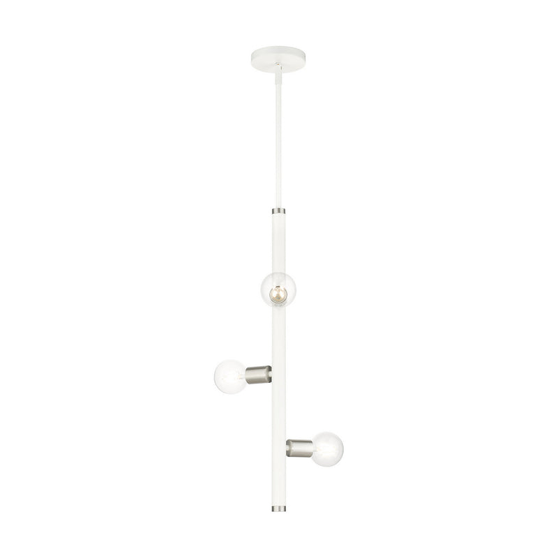 Livex Lighting 45863-03 Three Light Pendant, White w/ Brushed Nickels