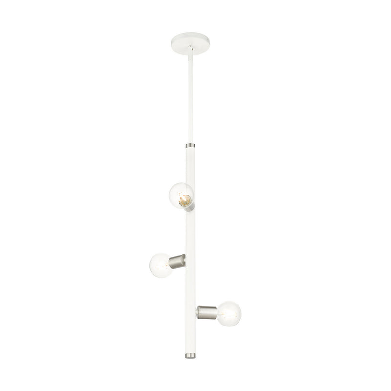 Livex Lighting 45863-03 Three Light Pendant, White w/ Brushed Nickels