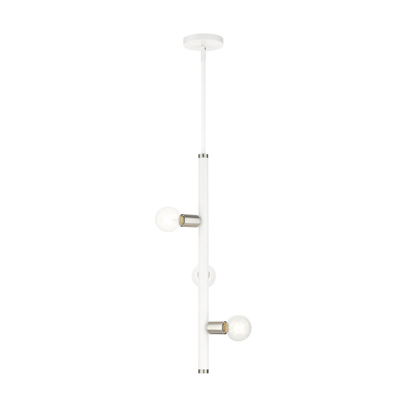 Livex Lighting 45863-03 Three Light Pendant, White w/ Brushed Nickels